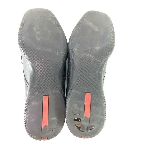 Prada Men’s Sz 8 1/2 Black Leather Lace Up Rubber Sole Square Toe Dress Shoes - Picture 8 of 12